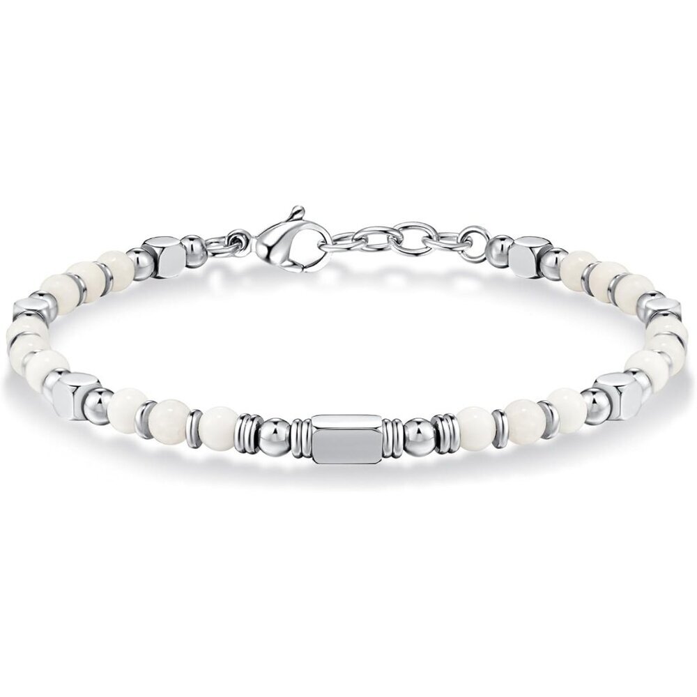 👉 Silver & White Boho Beaded Bracelets for Women Trendy Jewelry Gifts for Lover